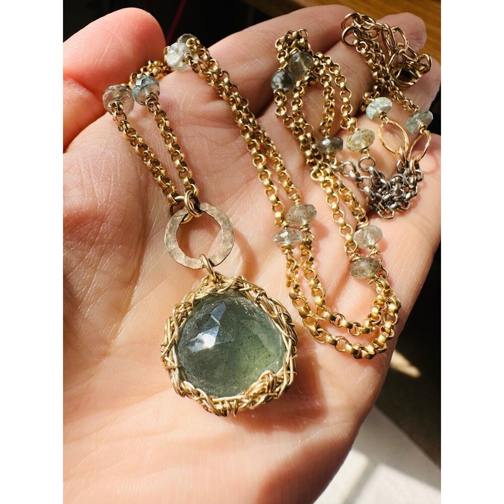 Artisan 14k gold filled faceted tourmaline Necklace 28”